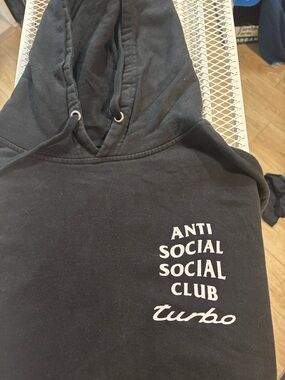 Anti Social Social Club Black Zip-Up Sweater with White Logo